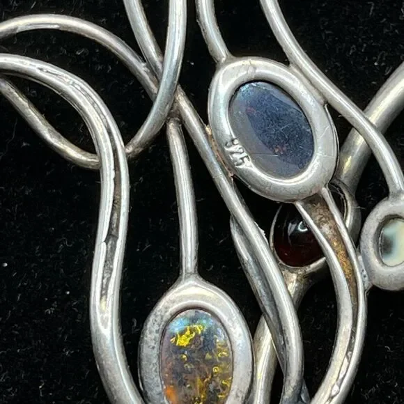 Turquoise and multi color Amber 925 Art Deco design necklace. - Picture 7 of 8